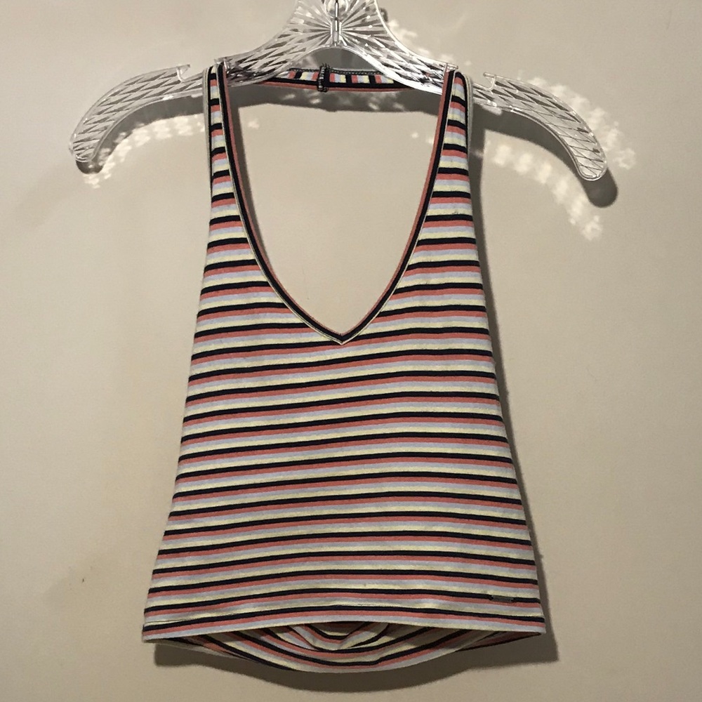 Hollister v-neck, backless, striped tank top